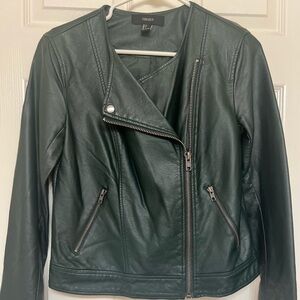 F21 Green Moto Faux Leather Jacket